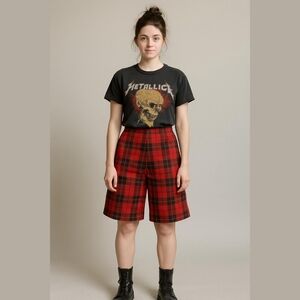 Vintage 1950s Red Tartan Plaid Culottes